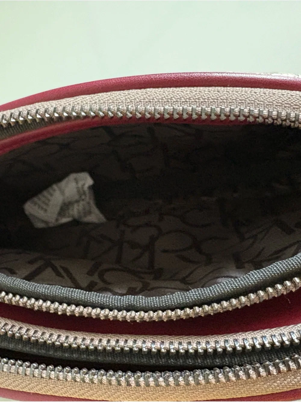 Calvin Klein Cream Monogram Crossbody with Red Trim - Picture 7 of 11